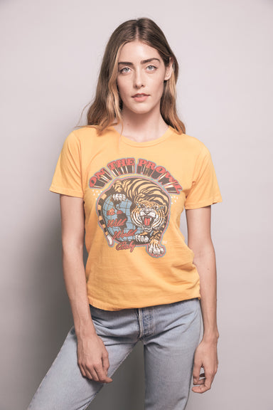 1980's style Retro Yellow FEATHER HEARTS on the Prowl Vintage Graphic Tee