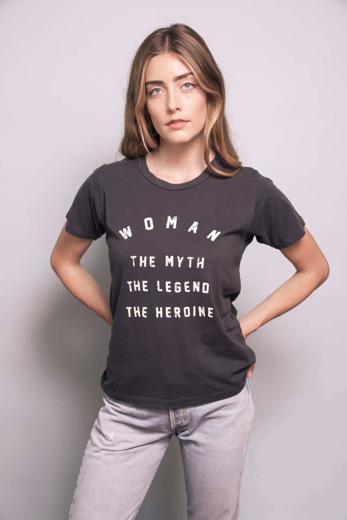 1970's style Vintage Black FEATHER HEARTS woman myth legend Retro Graphic Tee