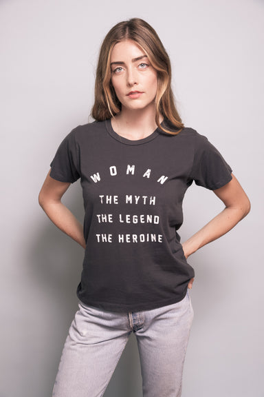 1970's style Vintage Black FEATHER HEARTS woman myth legend Retro Graphic Tee