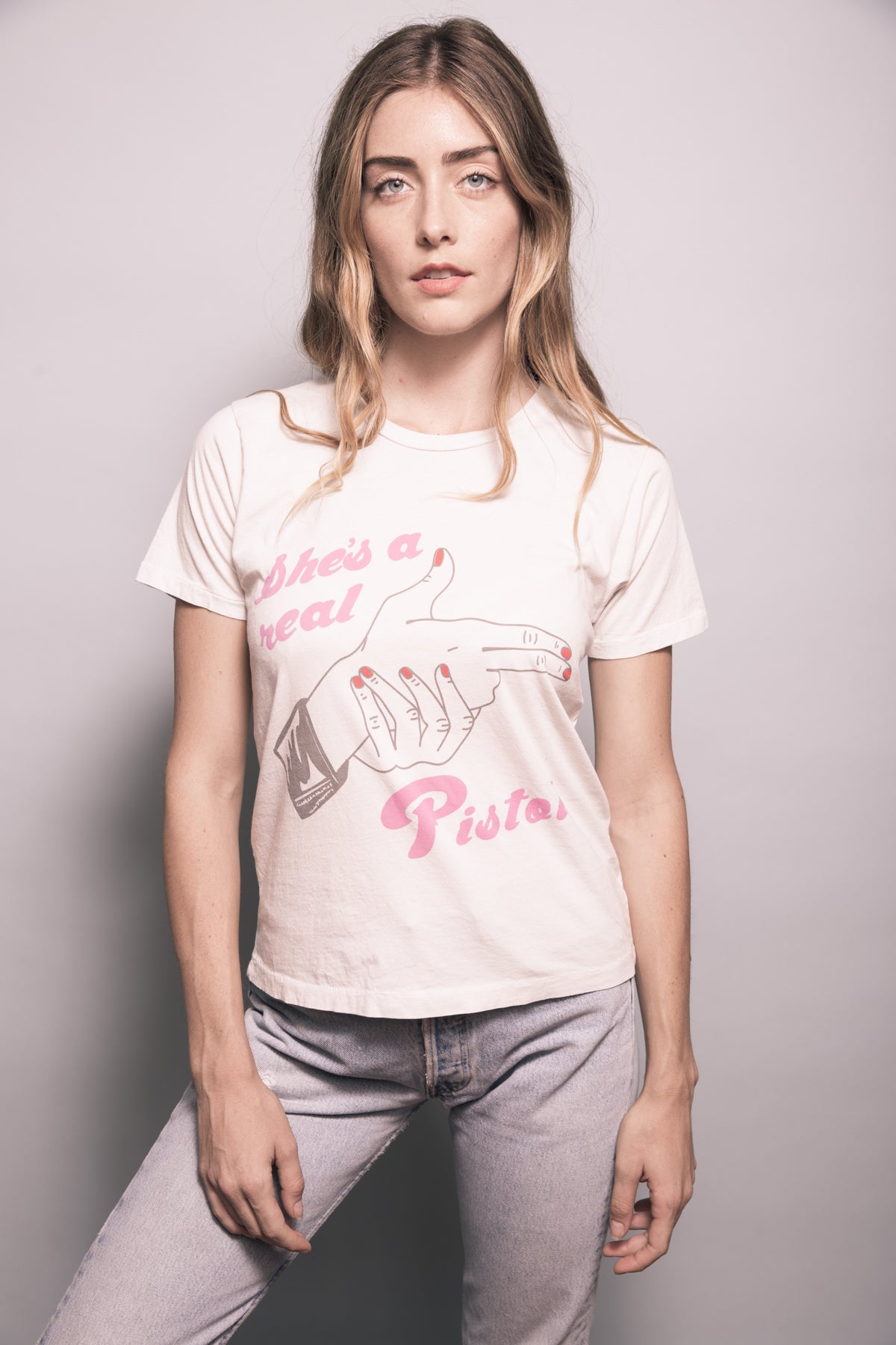 80's style Retro FEATHER HEARTS PISTOL Vintage White Graphic Tee