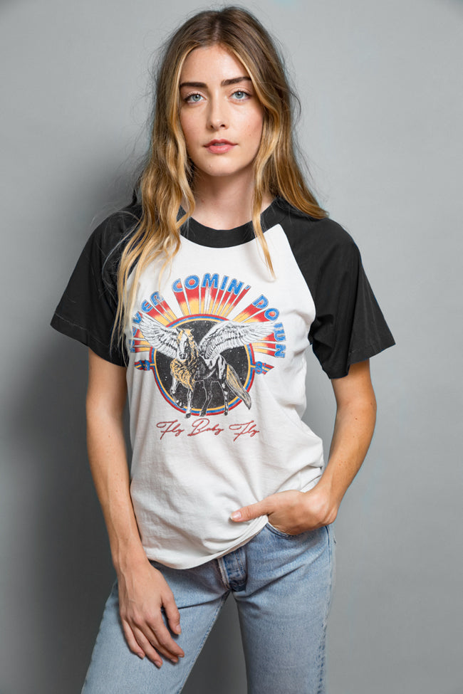 70'S Rock Womens vintage retro Style Feather Hearts graphic baseball tee ringer